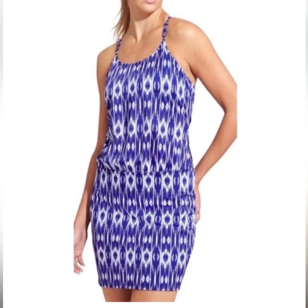 *like new* Athleta Swim Dress AquaLuxe Ikat Print M (built in bra) - Picture 1 of 3